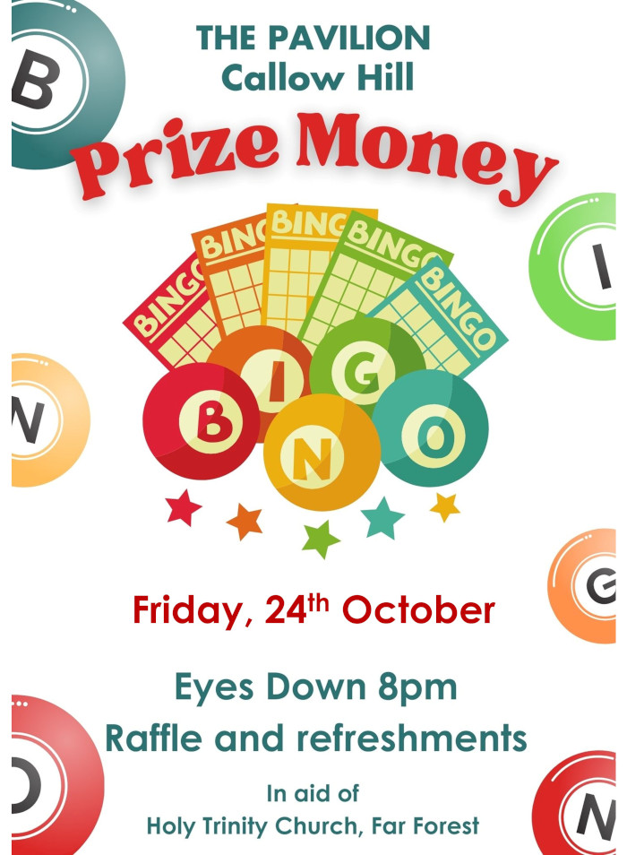 Eyes down 8pm Fri 24th October at The Pavilion