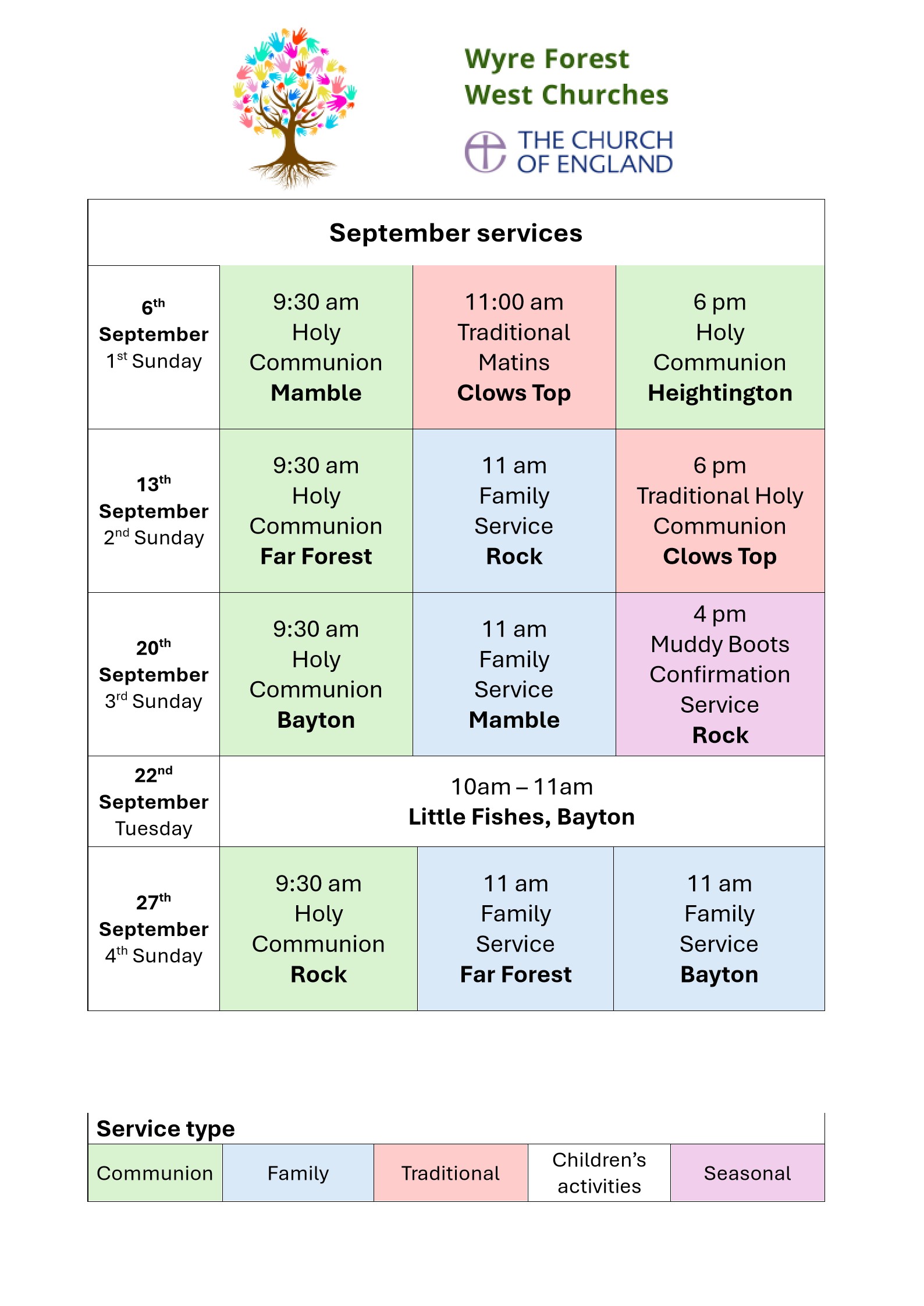 normal mix of 9:30 communions and other services